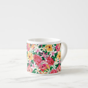 Tropical Hibiscus Floral Pattern Espresso Cup