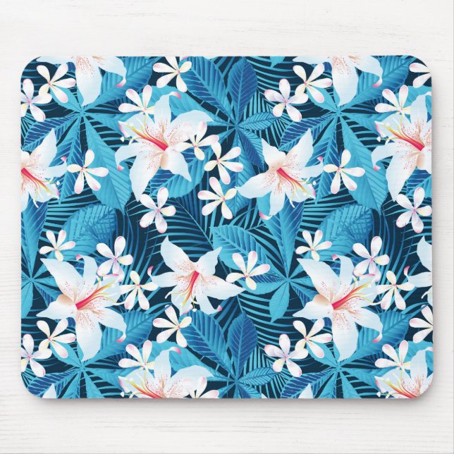 Tropical Hibiscus Floral Pattern Mouse Mat (Front)