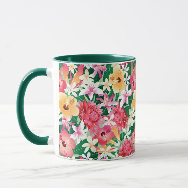 Tropical Hibiscus Floral Pattern Mug (Left)