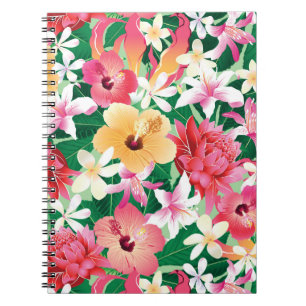 Tropical Hibiscus Floral Pattern Notebook