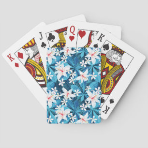 Tropical Hibiscus Floral Pattern Playing Cards