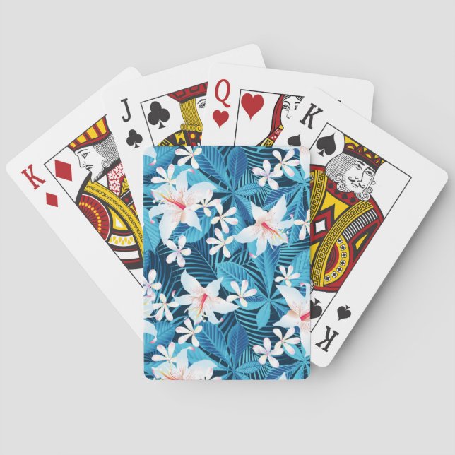 Tropical Hibiscus Floral Pattern Playing Cards (Back)