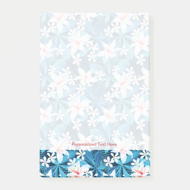Tropical Hibiscus Floral Pattern Post-it Notes (Front)