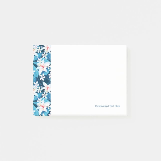 Tropical Hibiscus Floral Pattern Post-it Notes (Front)