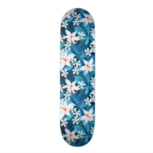 Tropical Hibiscus Floral Pattern Skateboard