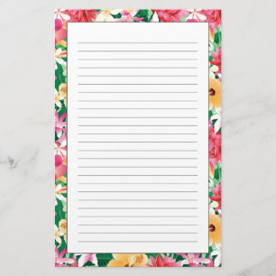Tropical Hibiscus Floral Pattern Stationery