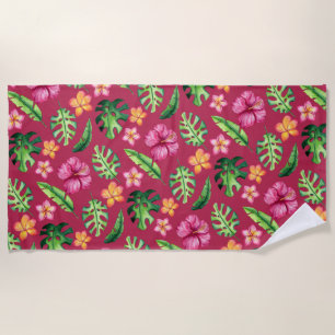 Tropical hibiscus floral pattern summer beach beac beach towel