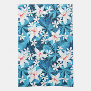 Tropical Hibiscus Floral Pattern Tea Towel