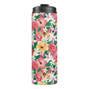 Tropical Hibiscus Floral Pattern Thermal Tumbler