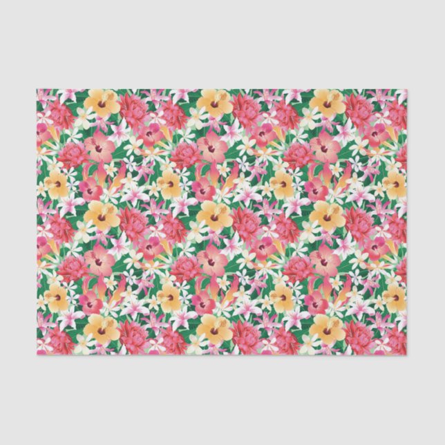 Tropical Hibiscus Floral Pattern Tissue Paper (Front)