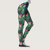 Tropical Hibiscus Floral Print with Jungle Parrot 