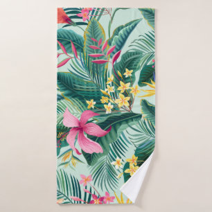 Tropical Hibiscus: Floral Seamless Pattern Bath Towel