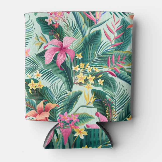 Tropical Hibiscus: Floral Seamless Pattern Can Cooler (Front)