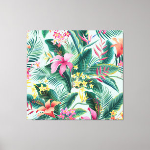 Tropical Hibiscus: Floral Seamless Pattern Canvas Print