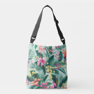 Tropical Hibiscus: Floral Seamless Pattern Crossbody Bag