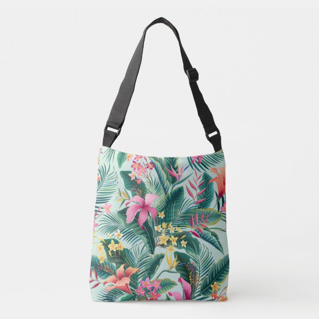 Tropical Hibiscus: Floral Seamless Pattern Crossbody Bag (Front)