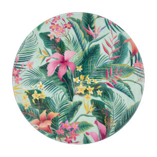 Tropical Hibiscus: Floral Seamless Pattern Cutting Board