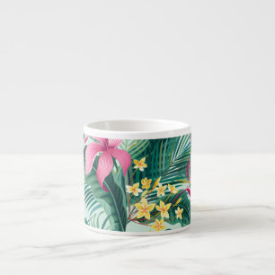 Tropical Hibiscus: Floral Seamless Pattern Espresso Cup