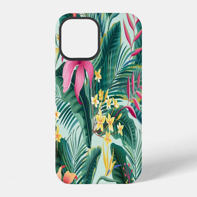Tropical Hibiscus: Floral Seamless Pattern iPhone Case (Back)