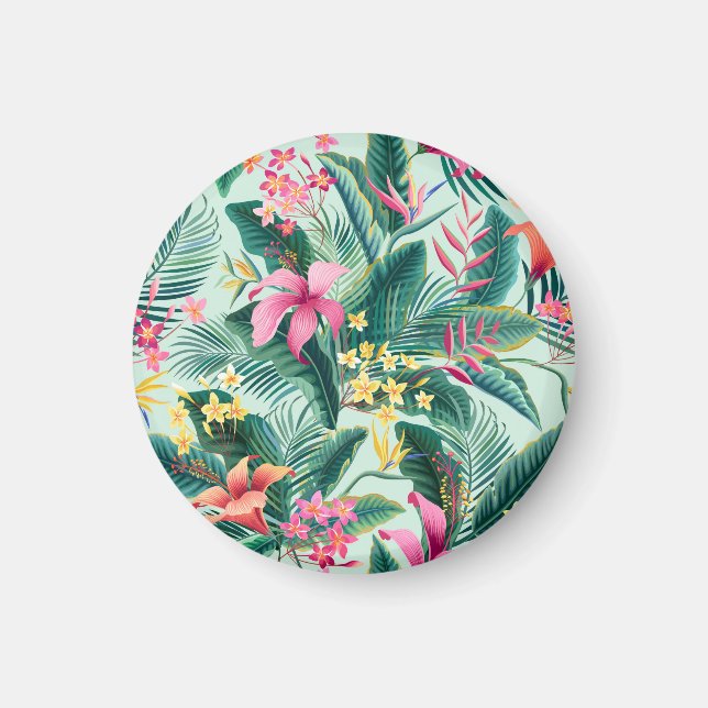 Tropical Hibiscus: Floral Seamless Pattern Magnet (Front)