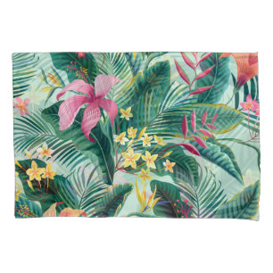 Tropical Hibiscus: Floral Seamless Pattern Pillowcase