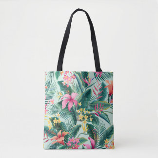 Tropical Hibiscus: Floral Seamless Pattern Tote Bag