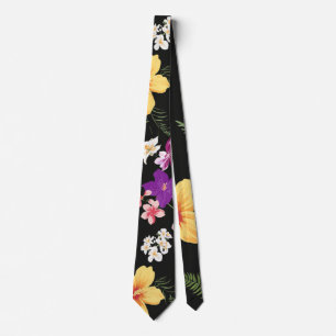 Tropical Hibiscus Floral Tie