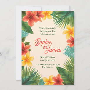 Tropical Hibiscus Floral Wedding Invitation