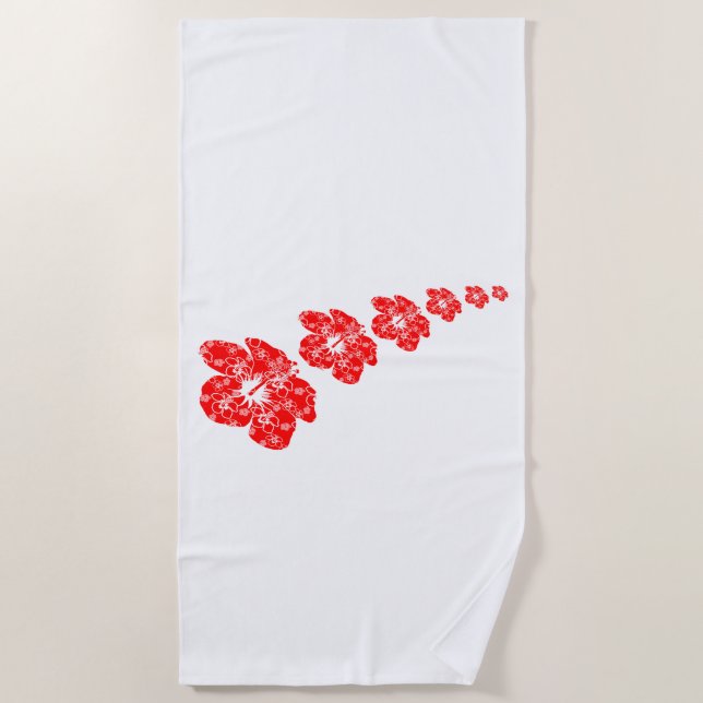 Tropical Hibiscus Flower Beach Towel (Front)