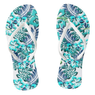 Tropical Hibiscus Flower Flip Flops