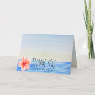 Tropical Hibiscus Flower Ocean Thank you Card