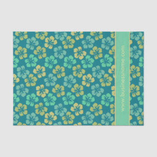 Tropical Hibiscus Flower Pattern Custom Text Tissue Paper