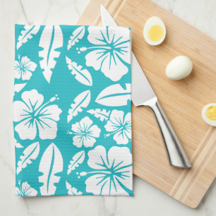 Tropical Hibiscus Flower Pattern Kitchen Towel