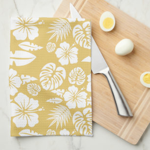 Tropical Hibiscus Flower Pattern Kitchen Towel