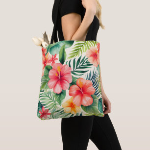 Tropical hibiscus Flower Pattern Tote Bag