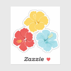 Tropical Hibiscus Flower Trio – Red, Yellow & Blue
