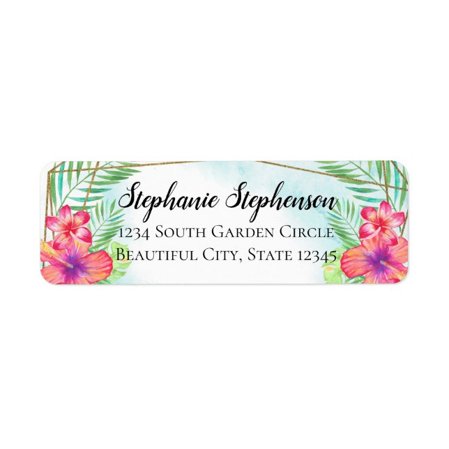 Tropical Hibiscus Flower Watercolor Beach Wedding (Front)