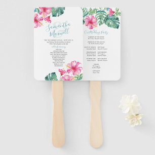 Tropical Hibiscus Flower Wedding Program Fan