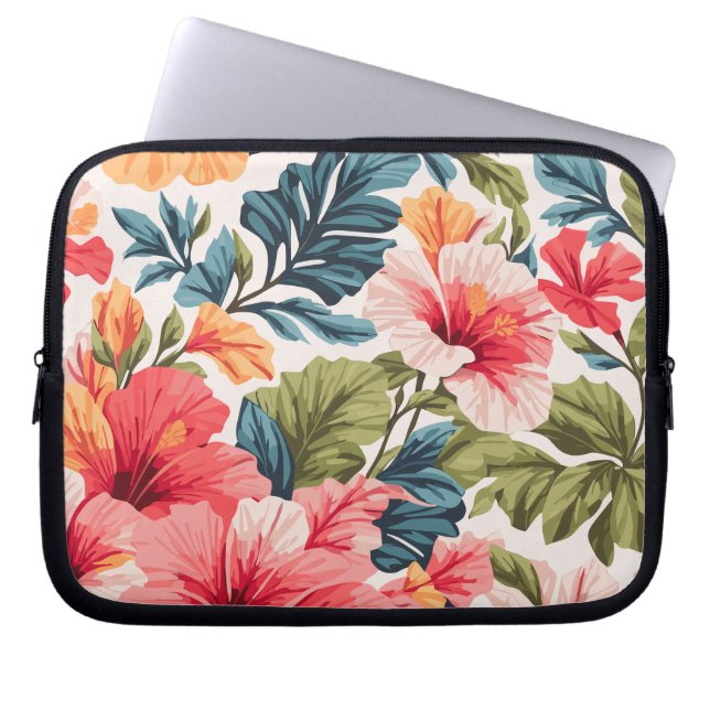 Tropical Hibiscus Flowers Elegance  Laptop Sleeve (Front)