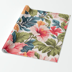 Tropical Hibiscus Flowers Elegance Wrapping Paper