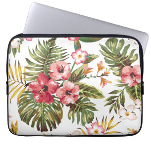Tropical Hibiscus Flowers Floral Laptop Sleeve