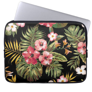 Tropical Hibiscus Flowers Floral Laptop Sleeve