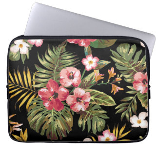 Tropical Hibiscus Flowers Floral Laptop Sleeve