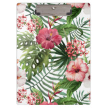 Tropical hibiscus flowers foliage pattern