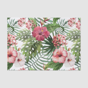 Tropical hibiscus flowers foliage pattern tissue paper