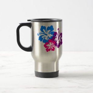 Tropical Hibiscus Flowers in Bright Colours Travel Mug