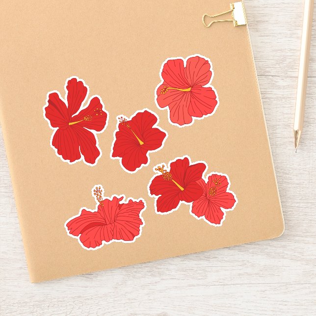 Tropical Hibiscus Flowers in Red and Peach (Notebook)