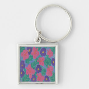 Tropical Hibiscus Flowers Key Ring