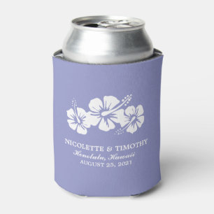 Tropical Hibiscus Flowers   Lilac Purple Wedding Can Cooler