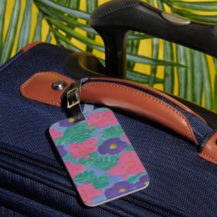 Tropical Hibiscus Flowers Luggage Tag